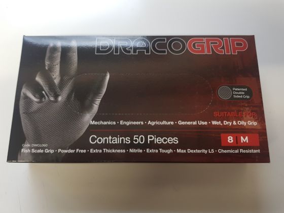 Draco Grip Gloves Size Medium box of 50